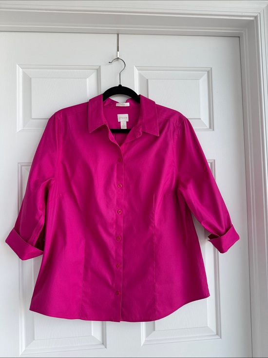 Chico's Tops - Chico's Hot Pink No Iron Collared Women's Shirt